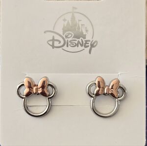 Minnie Mouse Rose Gold and Silver Earrings